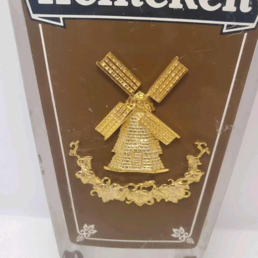 Imported Heineken Beer Tap Handle Windmill Brown Clear Lucite Advertising Bar